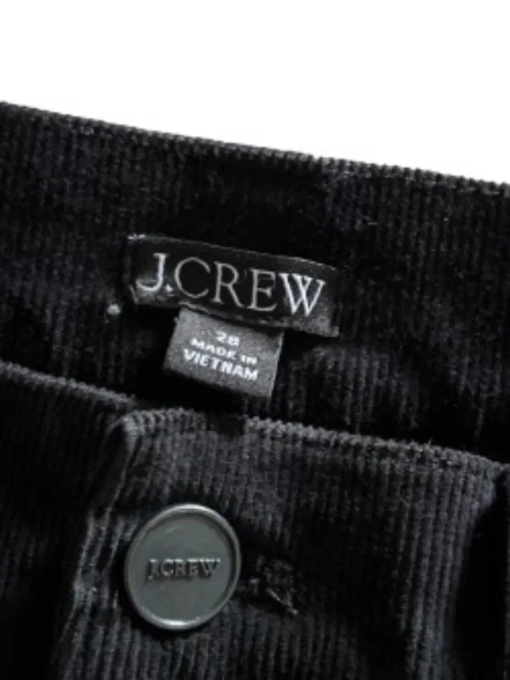 J. Crew Black Slim- Wide Corduroy Pants 28